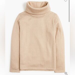J.Crew Factory Women’s Mini Houndstooth Funnelneck Pullover Tan Cream Size Large